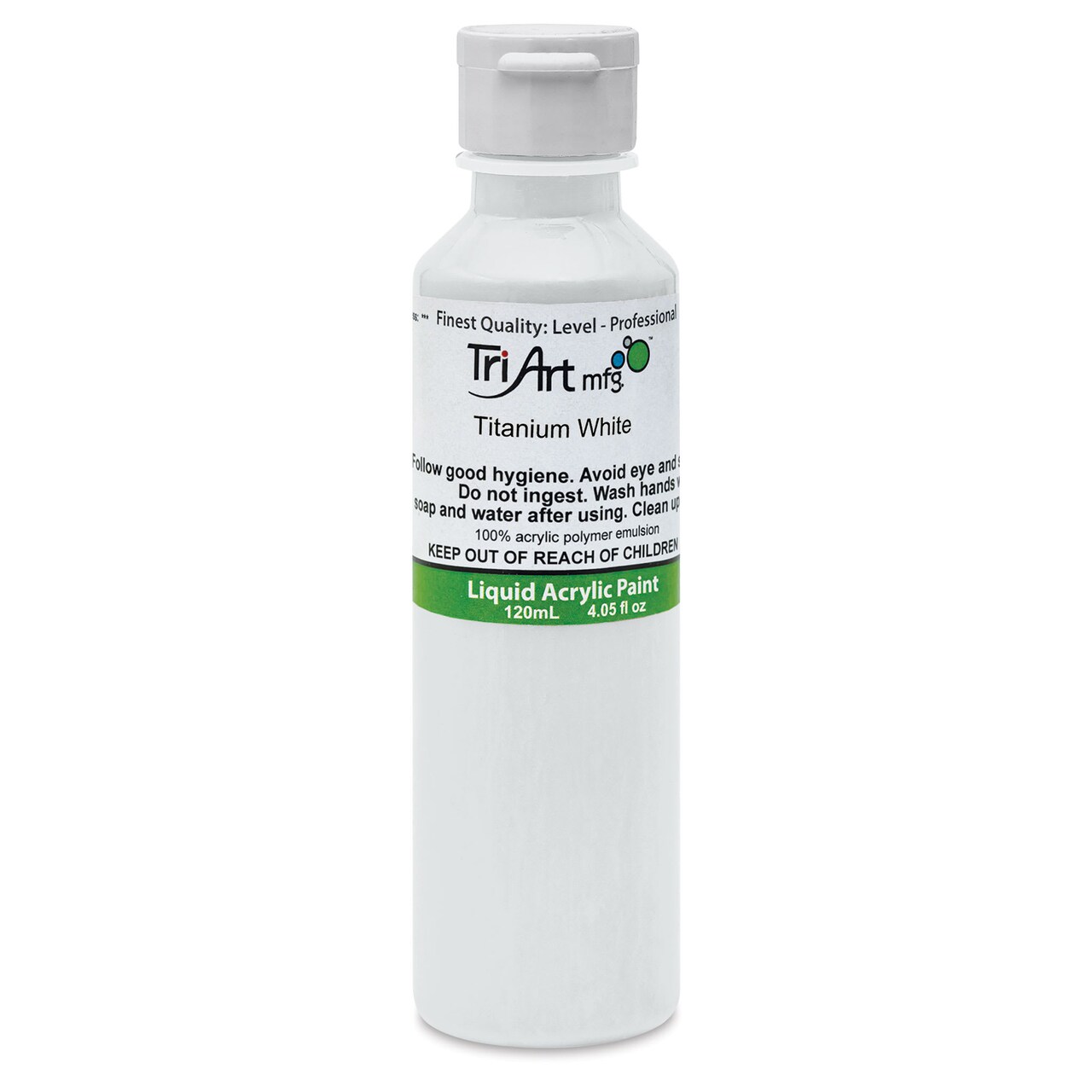 Tri-Art Liquid Artist Acrylics - Titanium White, 120 ml bottle